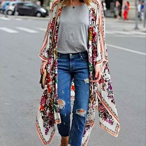 Charlie Charlie Charlotte Purple, Orange & White Cape Sleeve Kimono/Duster - Lrg